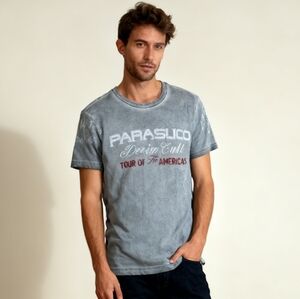 Parasuco Size S Gray "Tour of the Americas" Graphic Tee 100% Cotton